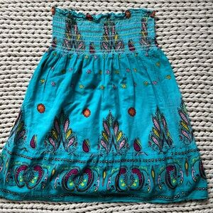Hessi strapless babydoll style Bohemian Blue dress